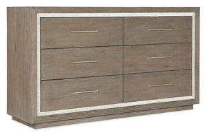 Hooker Furniture Serenity Malibu Two-Tone Six-Drawer Dresser — Coastal Gray Washed Oak, Soft-Close, Cedar & Jewelry Tray 6350-90002-95