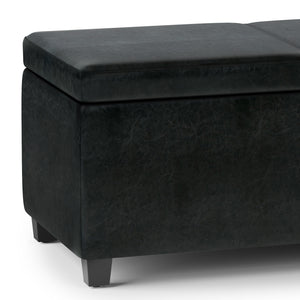 English Elm Avalon Extra Large Storage Ottoman Bench – Stylish Midnight Black Faux Leather For Modern Homes B136P158650