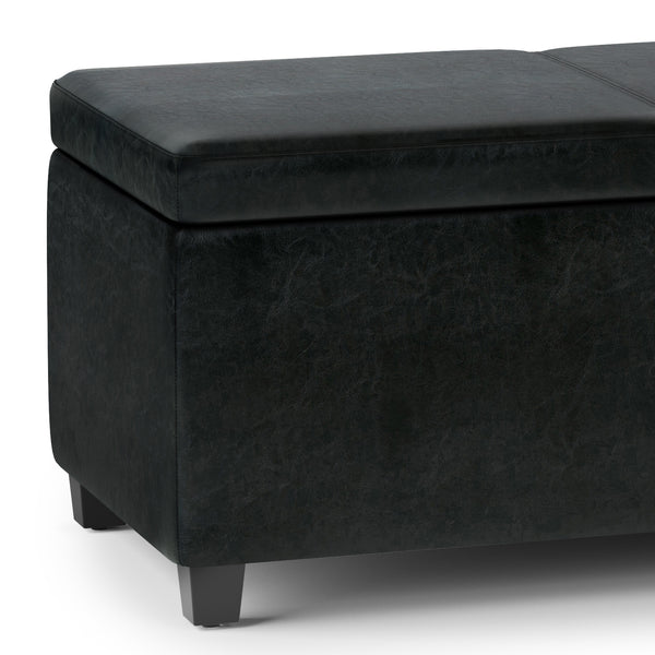 English Elm Avalon Extra Large Storage Ottoman Bench – Stylish Midnight Black Faux Leather For Modern Homes B136P158650