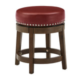 Homelegance By Top-Line Emerson Brown Finish Faux Leather 18" Swivel Dining Height Stool (Set of 2) Red Rubberwood