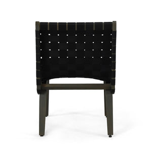 English Elm Outdoor Acacia Hardwood 3 Piece Patio Set with Woven Rope Strap Lounge Chairs 70913.00BLK