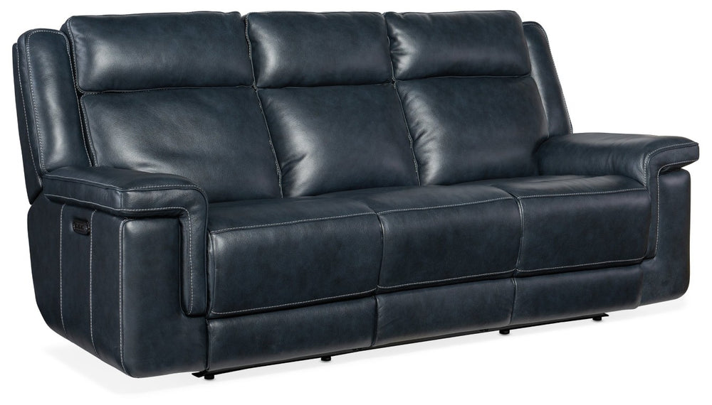 Hooker Furniture Montel Cosmos Cobalt Top-Grain Leather Lay-Flat Power Sofa With Usb, Adjustable Head & Lumbar SS705-PHL3-047