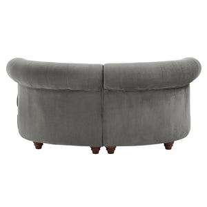 Homelegance By Top-Line Dayanna Velvet Tufted Scroll Arm Chesterfield Curved Loveseat Grey Velvet