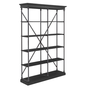 Homelegance By Top-Line Miranda Cornice Double Shelving Bookcase Black Wood