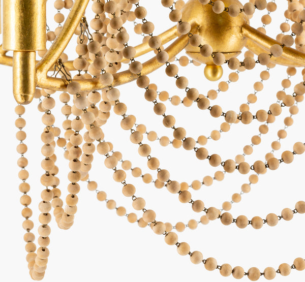 Surya Hawes 20"X20" Rustic Steel And Wood Chandelier - Elegant 26" Tall Lighting For Modern Spaces Fixture, Gold Steel,Rubber Wood Hws-001