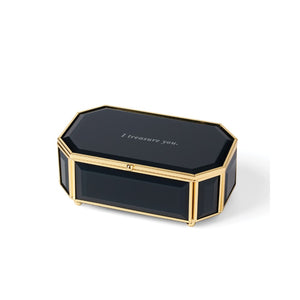 Lenox Kate Spade "I Treasure You" Black Jewelry Box Black, BLACK GLASS,CRYSTAL 897378