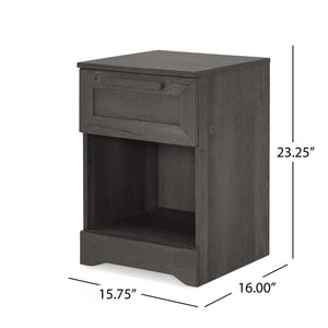 English Elm Christopher Knight Home® - DELANEY Faux Wood 1-Drawer Nightstand with Bottom Shelf, Moisture-Resistant MDF, Compact Chic Grey 71138.00