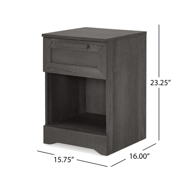 English Elm Christopher Knight Home® - DELANEY Faux Wood 1-Drawer Nightstand with Bottom Shelf, Moisture-Resistant MDF, Compact Chic Grey 71138.00