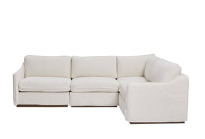 A.R.T. Furniture Alias Modular Sectional Sofa - Luxurious Slipcovered Design In Vanilla & Light Oak Finish For Chic Living White Slipcover In A Polyester,Linen Blend Fabric,In A Vanilla Coloration 761508-5302s4