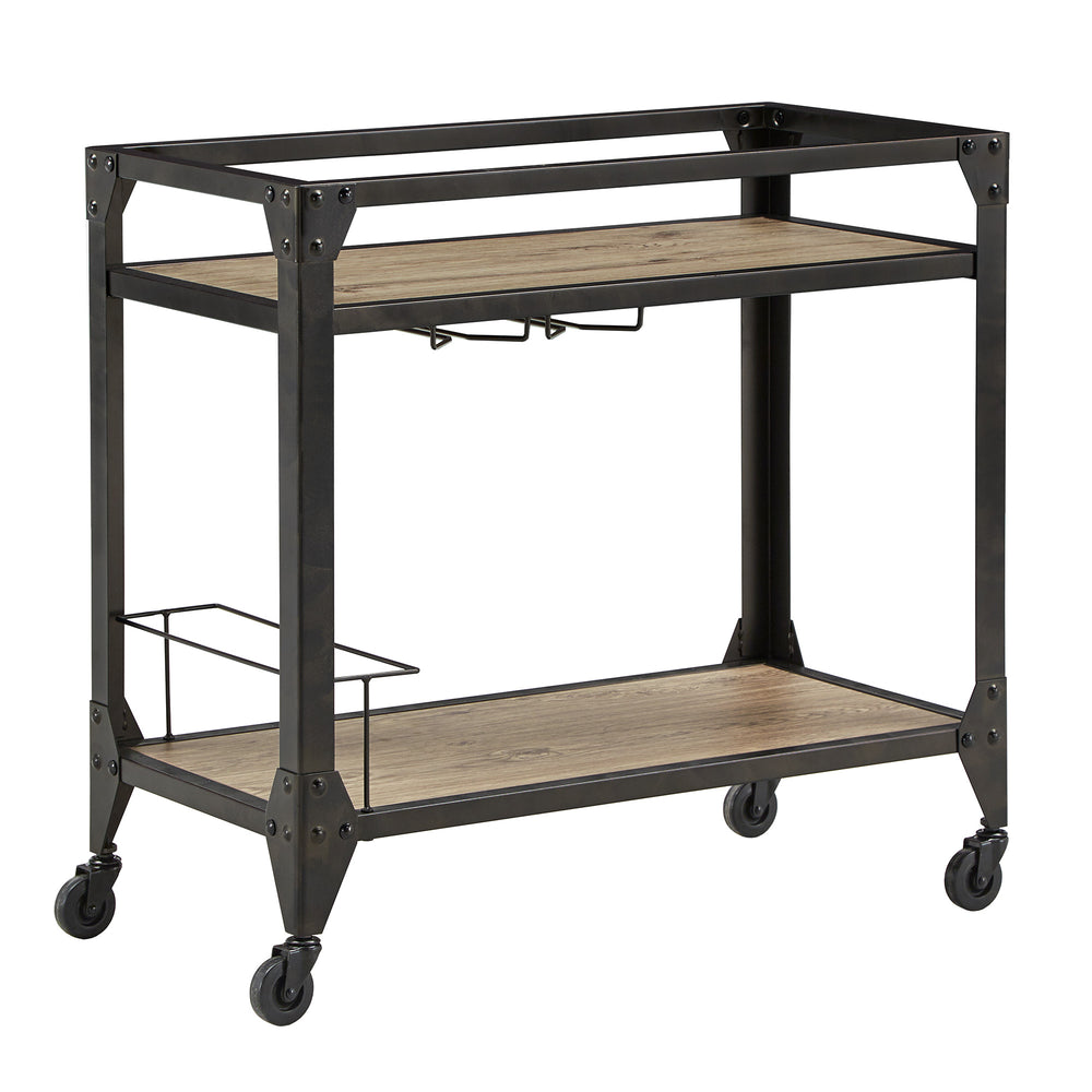 Homelegance By Top-Line Moira Grey Metal and Wood Bar Cart Black Engineered Wood