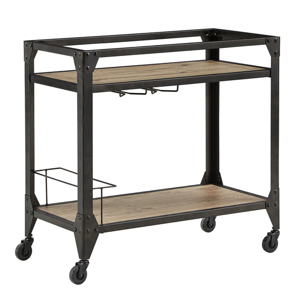 Homelegance By Top-Line Moira Grey Metal and Wood Bar Cart Black Engineered Wood