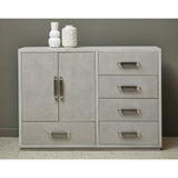 Stone-Textured 5 Drawer Accent Cabinet with Doors Gray with Raffia Palm Finish P301587 Pulaski Furniture