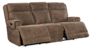 Hooker Furniture Wheeler Sofa With Zero-Gravity Power Recline, Adjustable Headrests, Aniline Leather, Usb Charging Brown SS762-PHZ3-085