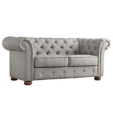 Homelegance By Top-Line Pietro Tufted Chesterfield Loveseat Grey Linen