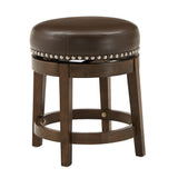 Homelegance By Top-Line Emerson Brown Finish Faux Leather 18" Swivel Dining Height Stool (Set of 2) Brown Rubberwood