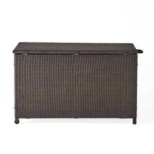English Elm Blake Outdoor Wicker Storage Box with Wheels for Patio Cushions and Garden Gear 54153.00BRN