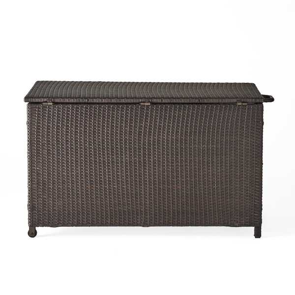 English Elm Blake Outdoor Wicker Storage Box with Wheels for Patio Cushions and Garden Gear 54153.00BRN