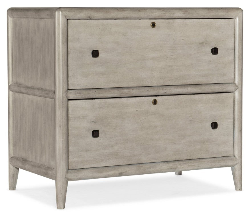 Hooker Furniture Burnham Grey Mink Lateral File With Locking Drawers, Alder Veneer, Dark Bronze Knobs, Smooth Ball-Bearing Slides 5921-10466-90