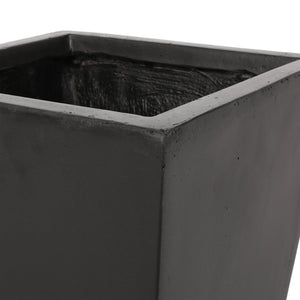 English Elm 13" Mgo Cast Stone Tapered Square Planter Architectural Matte Black Patio Accent Rust 69574.00BLK