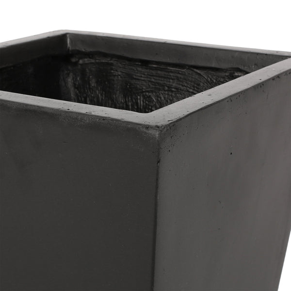 English Elm 13" Mgo Cast Stone Tapered Square Planter Architectural Matte Black Patio Accent Rust 69574.00BLK