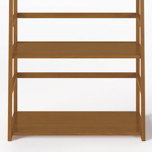 English Elm Acadian Ladder Shelf Bookcase - Handcrafted Solid Wood With 5 Wide Shelves In Light Golden Brown Finish B136P158276