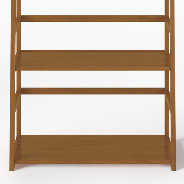 English Elm Acadian Ladder Shelf Bookcase - Handcrafted Solid Wood With 5 Wide Shelves In Light Golden Brown Finish B136P158276