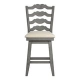 Homelegance By Top-Line Juliette French Ladder Back Counter Height Swivel Stool Grey Rubberwood