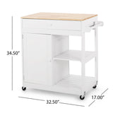 Christopher Knight Home® - Noble House - Telfair Kitchen Cart with Wheels