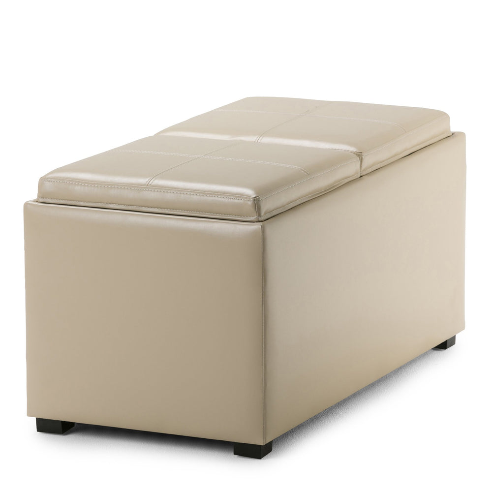 English Elm Avalon 5-Piece Storage Ottoman Set In Satin Cream - Versatile Seating & Hidden Storage Solution B136P159758