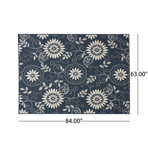 English Elm Christopher Knight Home® - MERIDIAN Blue Botanical Area Rug 5'3" x 7' Machine-Woven Polypropylene Low Pile 4mm Durable Chic 65862.00