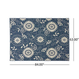 Christopher Knight Home® - Noble House - Wildflower Outdoor 5'3" X 7' Botanical Area Rug, Blue and Ivory