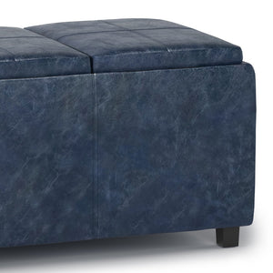 English Elm Avalon Storage Ottoman - Denim Blue Multi-Functional Seating With Hidden Storage & Serving Trays B136P158254