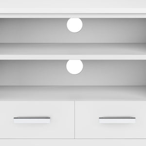 English Elm Kitchener 60" White TV Media Stand for up to 65" TVs — Solid Wood, Glass Doors, Drawers & Cord Management B136P158769