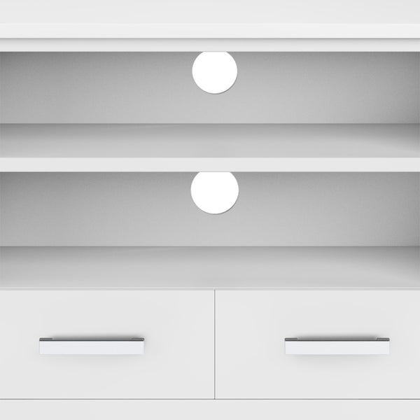 English Elm Kitchener 60" White TV Media Stand for up to 65" TVs — Solid Wood, Glass Doors, Drawers & Cord Management B136P158769