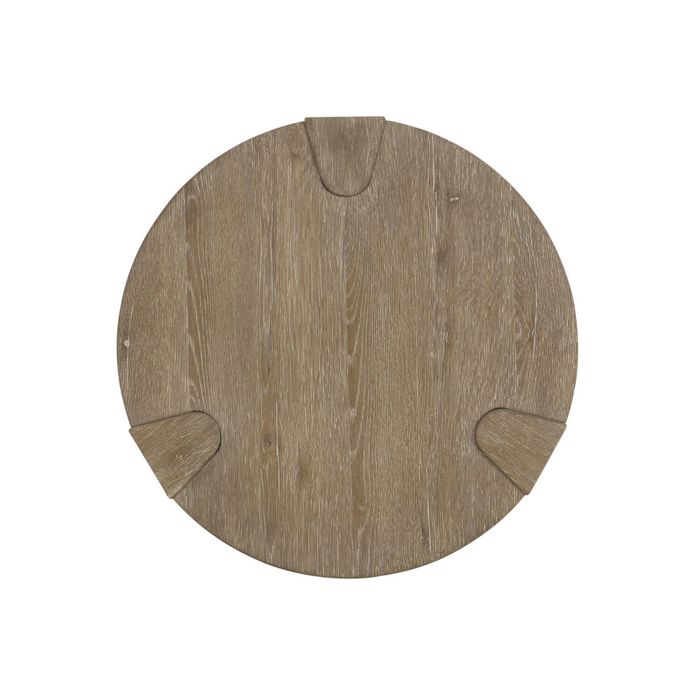 Bernhardt Bernhardt Tribeca Round Side Table With Aurum Wire-Brushed Oak Finish, Lower Shelf & Shaped Legs 333122