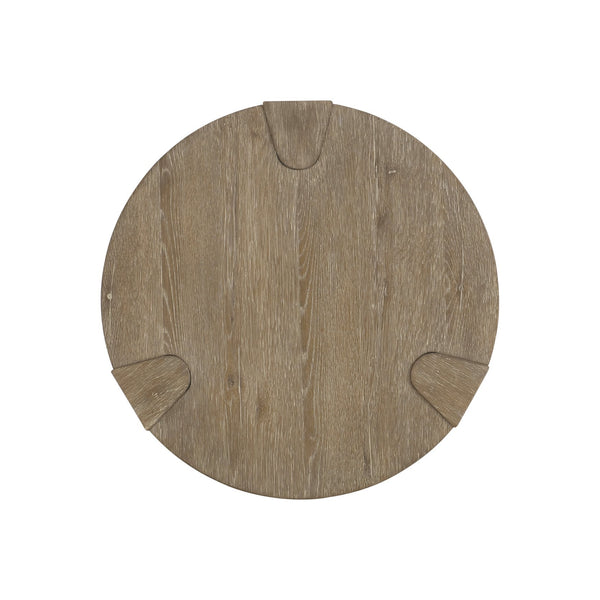 Bernhardt Bernhardt Tribeca Round Side Table With Aurum Wire-Brushed Oak Finish, Lower Shelf & Shaped Legs 333122