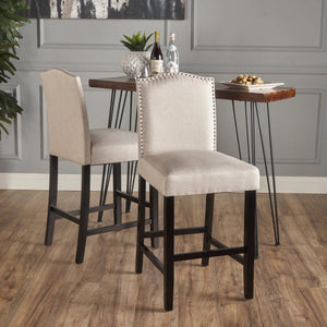 English Elm Markson Nail Head Trim Counter Stools Set of Two Upholstered Hardwood Frame Espresso 62369.00WHT