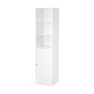 English Elm Christopher Knight Home® - BATHROOM Linen Tower Cabinet with Faux Wood Finish, Modern Slim Vertical Slat Design, Storage Organizer White 66606.00