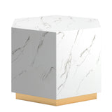 Homelegance By Top-Line Blaise Faux Marble Coffee Table with Casters White Marble