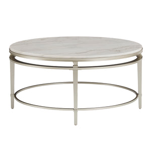 Homelegance By Top-Line Organa Champagne Silver Finish Marble Top Table Champagne Silver Marble