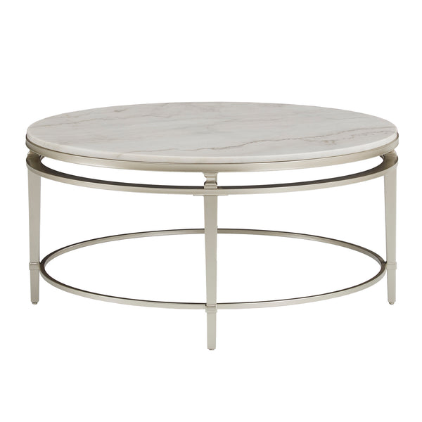 Homelegance By Top-Line Organa Champagne Silver Finish Marble Top Table Champagne Silver Marble