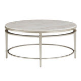 Homelegance By Top-Line Organa Champagne Silver Finish Marble Top Table Champagne Silver Marble