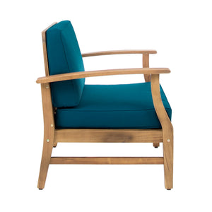 English Elm Perla Solid Acacia Outdoor Club Chair Slatted Hardwood Frame Resort Patio Seat 61442.00BLU-61442.00BLU