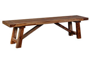 Porter Designs Kalispell Solid Sheesham Wood Dining Bench – Handcrafted Elegance For Your Home Brown Wood 07-196-13-2439