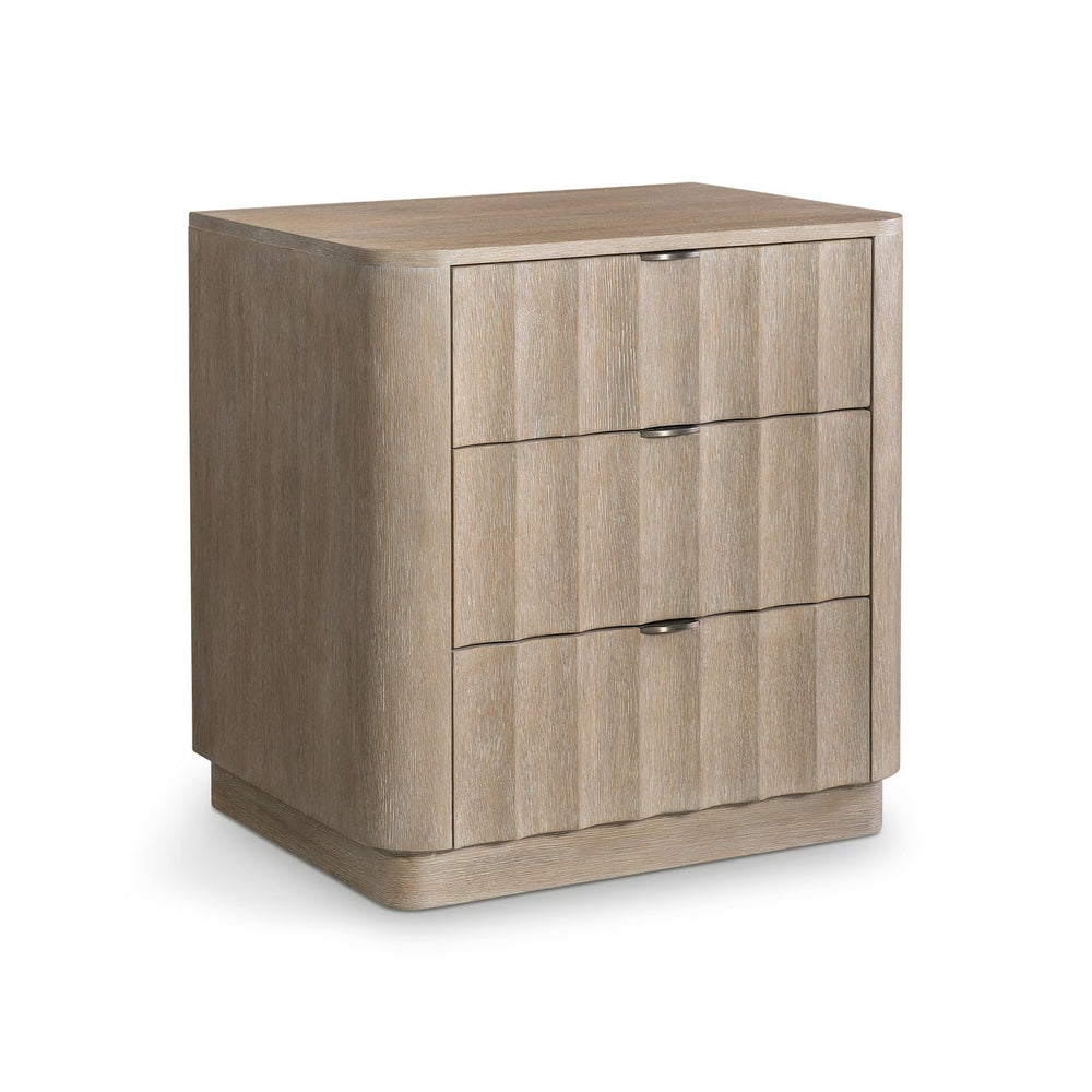 Bernhardt Bernhardt Loggia Nightstand With Fluted Drawers, Wire-Brushed Oak Aria Finish & Usb Charging Ports 345231