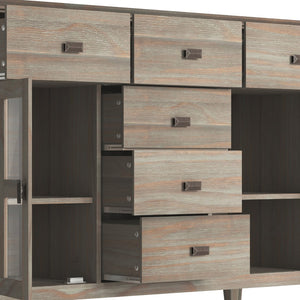 English Elm Artisan Solid Wood Sideboard Buffet In Distressed Grey - Timeless Storage Solution For Any Space B136P158705