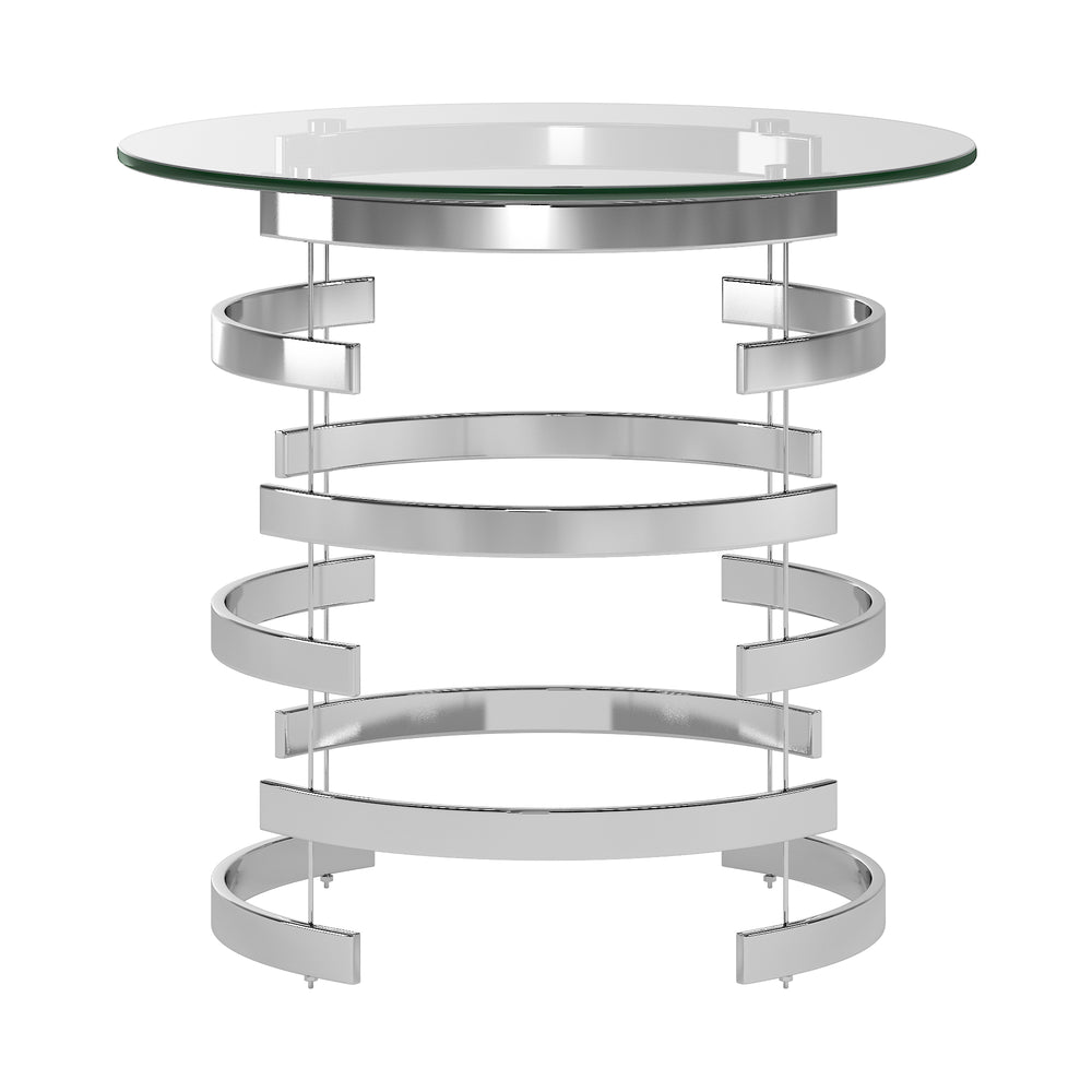 Homelegance By Top-Line Pierce Vortex Base End Table Silver Metal