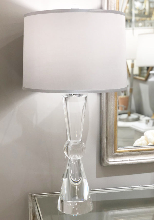 Zeugma Hy3013 Elegant Crystal Table Lamp With Silver Silk Shade - Unique Design, Perfect For Any Room Pure Crispy Crystal Color  Hy3013