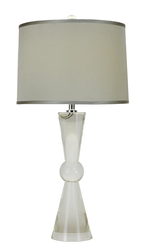 Zeugma Hy3013 Elegant Crystal Table Lamp With Silver Silk Shade - Unique Design, Perfect For Any Room Pure Crispy Crystal Color  Hy3013