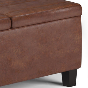 English Elm Ellis - Versatile Distressed Saddle Brown Storage Ottoman Coffee Table With Hidden Compartment B136P159160